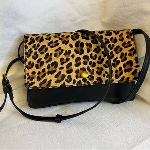 J. crew leopard calf hair cross body  bag NWT  *WITH FLAWS*
